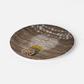 Assiettes En Carton Mariage en tonneau rustique en bois avec tournesol (Angle)