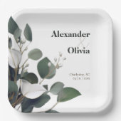 Assiettes En Carton Mariage Eucalyptus moderne (Recto)