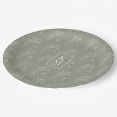 Assiettes En Carton Mariage Eucalyptus Motif Green ID901 (Angle)