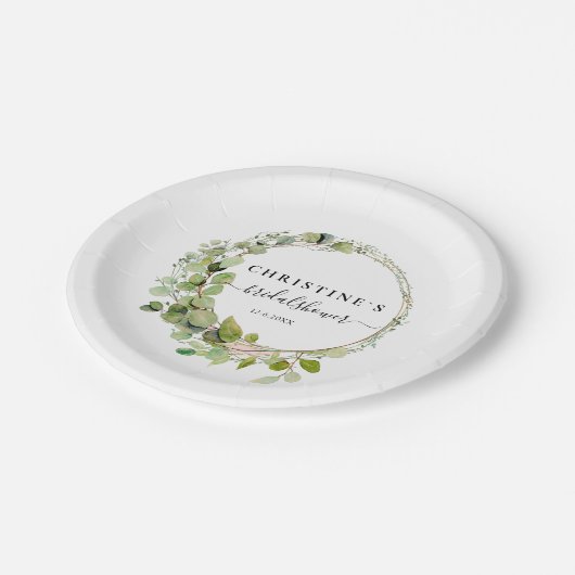 Assiettes En Carton Mariage eucalyptus simple et élégant (Angle)