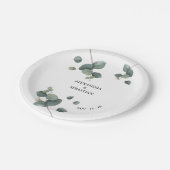 Assiettes En Carton Mariage Eucalyptus vert (Angle)