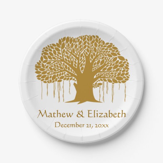 Assiettes En Carton Mariage extérieur rustique de banian (Devant)