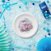 Assiettes En Carton Mariage Félicitations Peonies Plaques en papier (Fête)