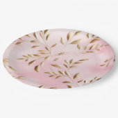 Assiettes En Carton Mariage Feuille Blush Pink Gold (Angle)