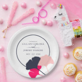 Assiettes En Carton Mariage Feuille Bold Modern Navy et Pink Ginkgo (Fête)