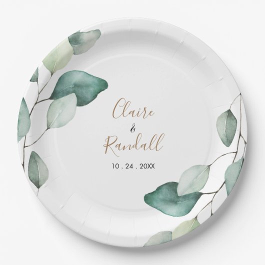 Assiettes En Carton Mariage Feuille classique (Devant)