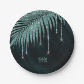 Assiettes En Carton Mariage feuille de joaillerie ID Turquoise830 (Devant)