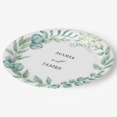 Assiettes En Carton Mariage Feuille de l'Eucalyptus (Angle)