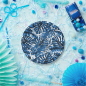 Assiettes En Carton Mariage Feuille  Denim Blue Tropical Palm (Fête)