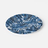 Assiettes En Carton Mariage Feuille Denim Blue Tropical Palm (Angle)