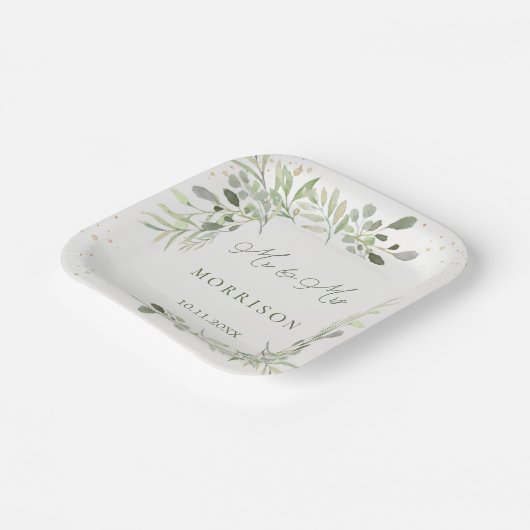 Assiettes En Carton Mariage Feuille du feuillage vert Eucalyptus (Angulaire)