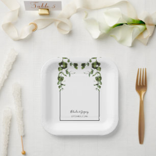 Assiettes En Carton Mariage Feuille rustique Eucalyptus