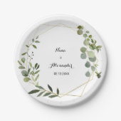 Assiettes En Carton Mariage Feuille vert tropical (Devant)