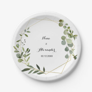 Assiettes En Carton Mariage Feuille vert tropical