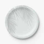Assiettes En Carton Mariage Feuille White Elegant Tropical Palm Tree (Devant)