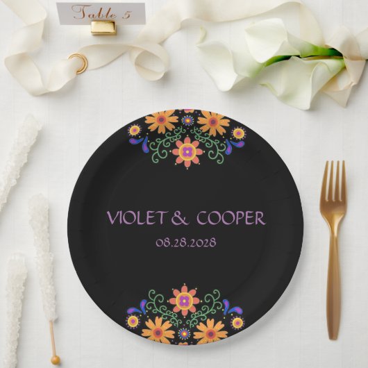 Assiettes En Carton Mariage Fiesta Florals mexicains (Mariage)