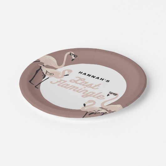 Assiettes En Carton Mariage Flamant Rose Rétro Dernier Flamingle (Angle)