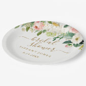 Assiettes En Carton Mariage Fleur Rose Doré Confettis (Angle)