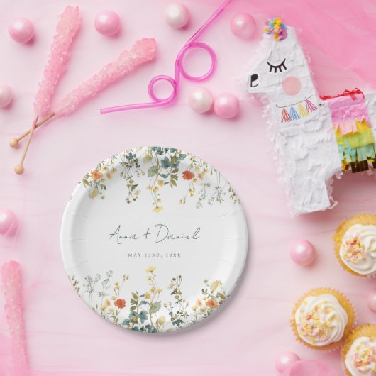 Assiettes En Carton Mariage fleur sauvage (Fête)