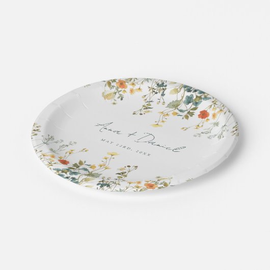 Assiettes En Carton Mariage fleur sauvage (Angle)