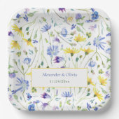 Assiettes En Carton Mariage Fleur sauvage aquarelle (Recto)