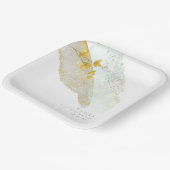 Assiettes En Carton Mariage fleur sauvage Aquarelle Peinture Str Gold  (Angulaire)