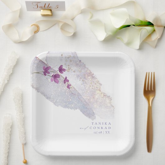 Assiettes En Carton Mariage fleur sauvage Aquarelle Peinture Str Peri (Mariage)