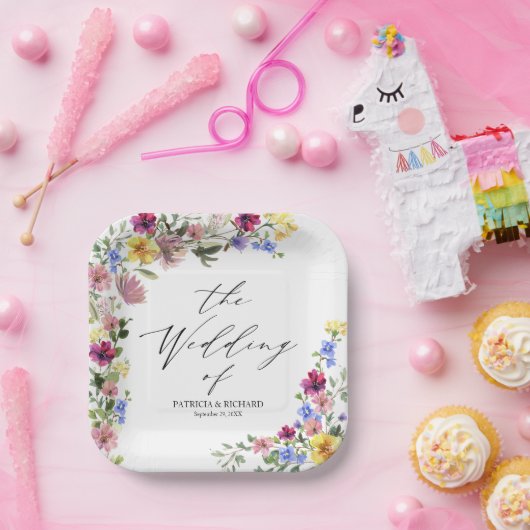 Assiettes En Carton Mariage Fleur sauvage Boho (Fête)