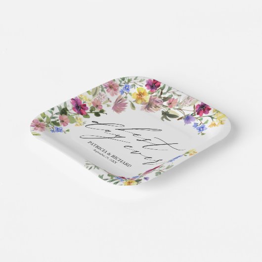 Assiettes En Carton Mariage Fleur sauvage Boho (Angulaire)