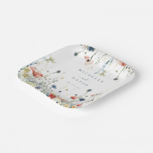 Assiettes En Carton Mariage Fleur sauvage dynamique (Angulaire)