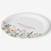 Assiettes En Carton Mariage Fleur sauvage habillé (Angle)