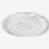 Assiettes En Carton Mariage Fleur sauvage périphérique bleu (Angle)