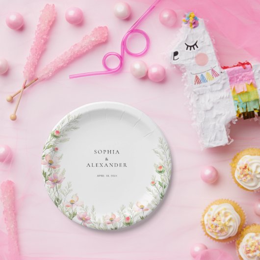 Assiettes En Carton Mariage Fleur sauvage Plaques papier (Fête)
