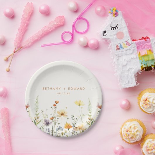 Assiettes En Carton Mariage Fleur sauvage rustique (Fête)