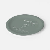 Assiettes En Carton Mariage Fleur sauvage Sage Green (Angle)