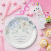 Assiettes En Carton Mariage Fleurie d'Hydrangea Bleu (Fête)