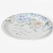 Assiettes En Carton Mariage Fleurie d'Hydrangea Bleu (Angle)