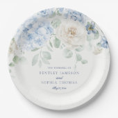 Assiettes En Carton Mariage Fleurie d'Hydrangea Bleu Quelque Chose (Devant)