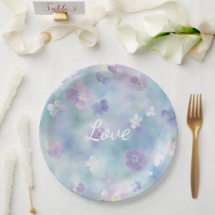 Assiettes En Carton Mariage Fleurs Blanches Violettes Jolis