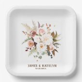 Assiettes En Carton Mariage Fleurs de Rose/Blanches de Couleur Douce B (Recto)