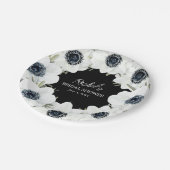 Assiettes En Carton Mariage Fleurs noires et blanches (Angle)