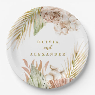 Assiettes En Carton Mariage Fleurs Séchées Tropicales Pampas Bohème