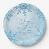 Assiettes En Carton Mariage Flocons D'amour Enchantement D'hiver Enter (Devant)
