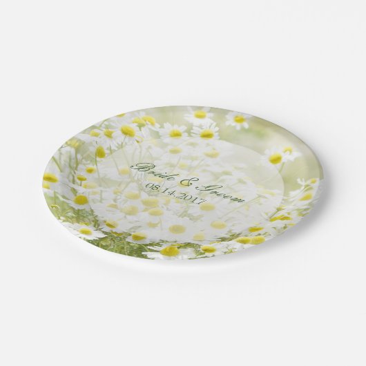 Assiettes En Carton Mariage floral à fleur de Chamomile (Angle)