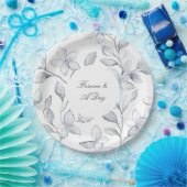 Assiettes En Carton Mariage floral blanc argenté (Fête)