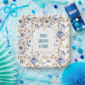 Assiettes En Carton Mariage Floral Blanc Bleu (Fête)