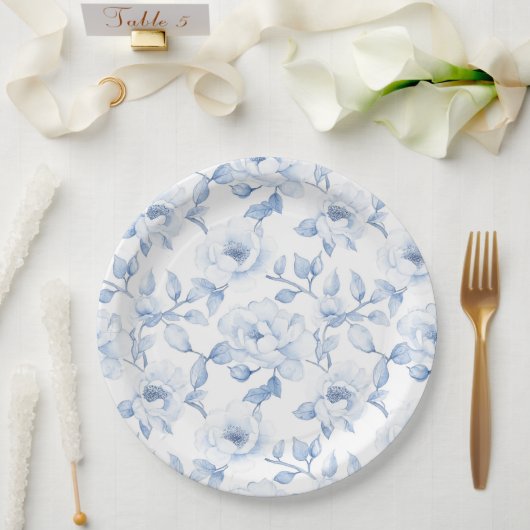 Assiettes En Carton Mariage floral blanc chic (Mariage)