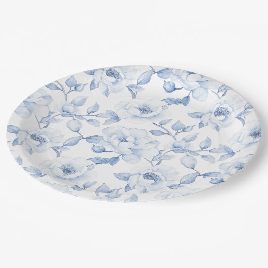 Assiettes En Carton Mariage floral blanc chic (Angle)