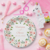 Assiettes En Carton Mariage Floral Blanc Pêche (Fête)