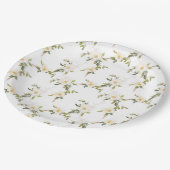 Assiettes En Carton Mariage floral blanc romantique (Angle)